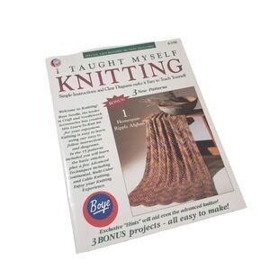 Vintage 1988 Boye I Taught Myself Knitting Instruction Book 15 Patterns 6398